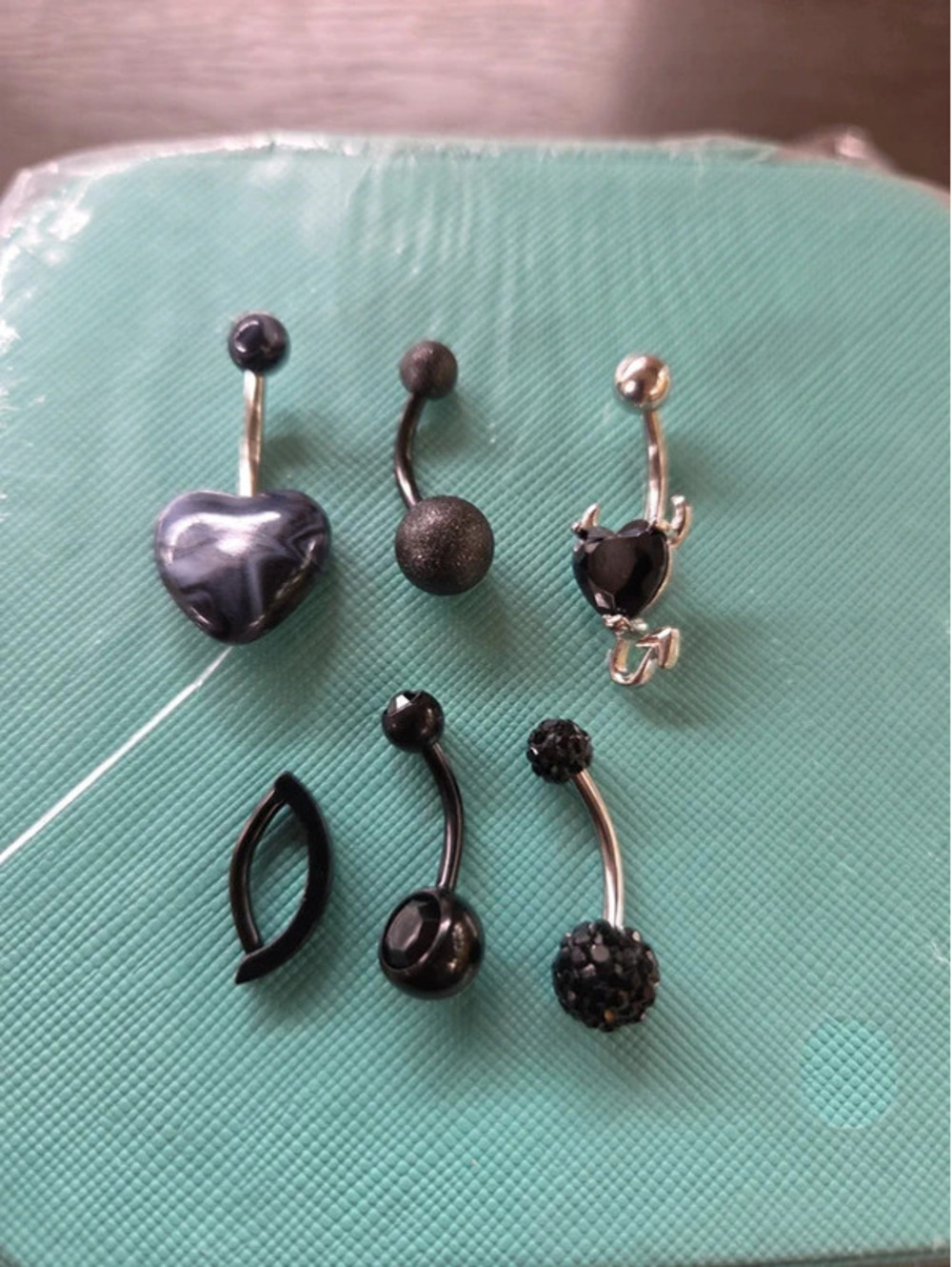 6pc Black Belly Button Rings